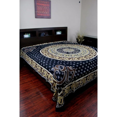 Om Wall Hanging - Mandala Om Print Tapestry Wall Hanging Tablecloth Spread Full Queen 106 x 106 inches