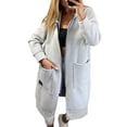 thumbnail image 2 of Fashion Sweatshirts Comfortable Full Zip Up Hoodie Womens Long Fleece Sweatshirt with Pockets Light Gray 4XL, 2 of 7