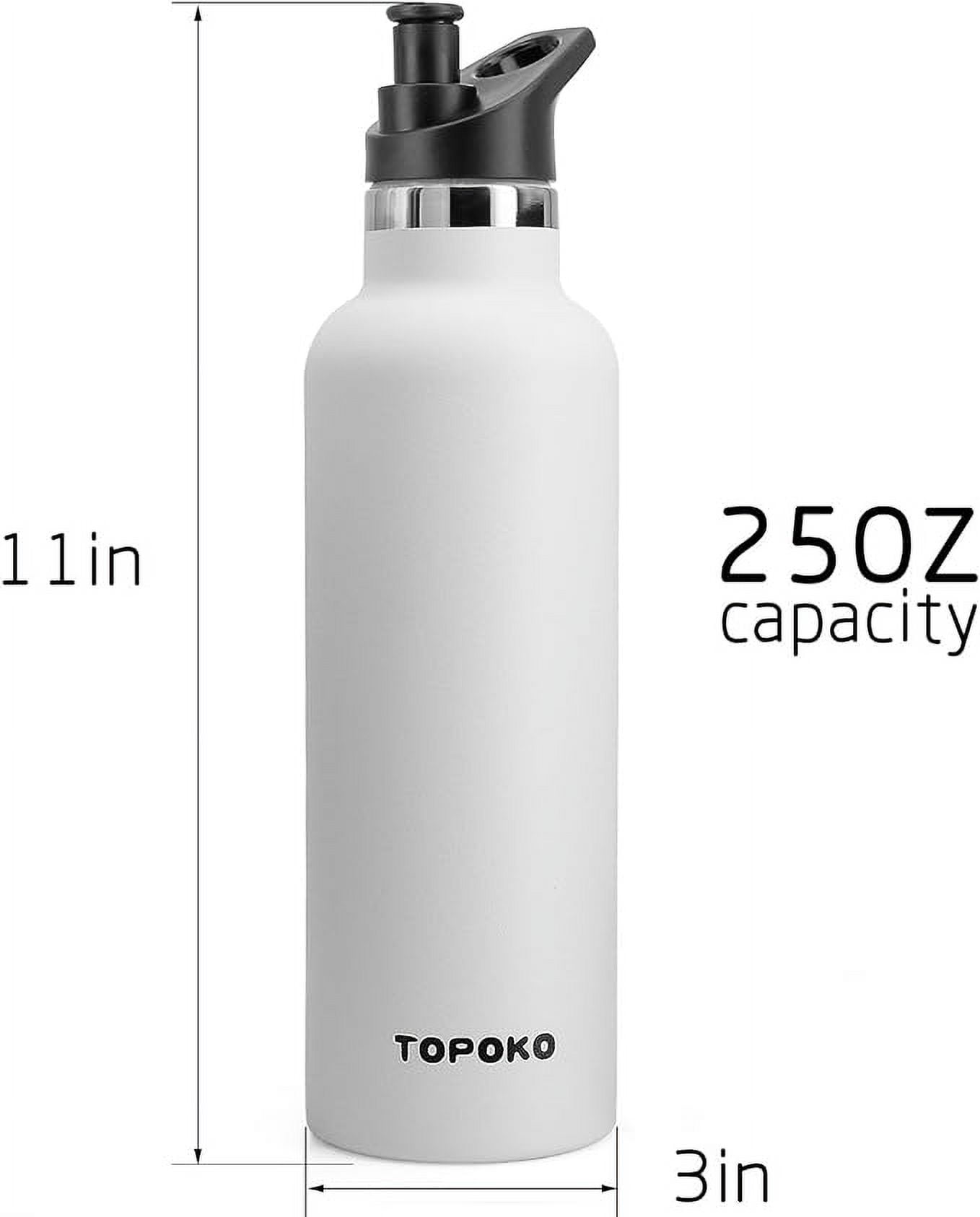 25 OZ Hydro Double Wall Flask Stainless Steel Water Bottle, Bite Valve Top, Vacuum Insulated, Sweat Proof, Leak Proof Sports Thermos. Standard Mouth 25oz, BPA-Free, Keep Cold 24 Hours (white)3pc