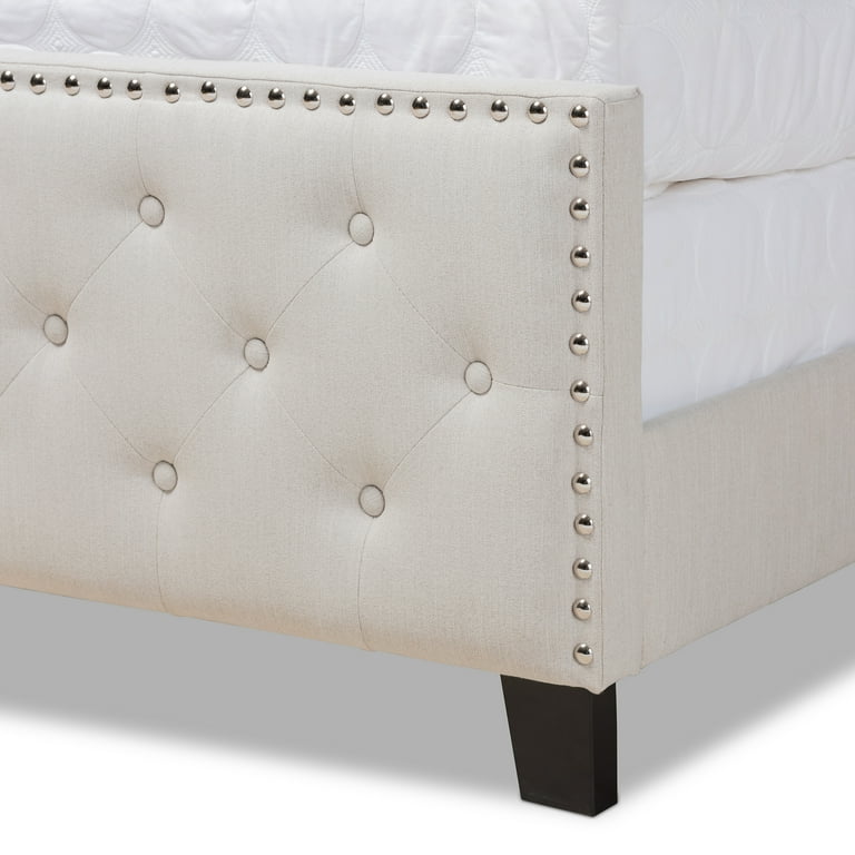 Baxton Studio Marion Modern Transitional Beige Fabric Upholstered Button Tufted King Size Panel Bed Baxton Studio Marion Modern Transitional Beige Fabric Upholstered Button Tufted King Size Panel Bed