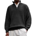 thumbnail image 2 of Men's Quarter Zip Sweaters Slim Fit Mock Neck Pullover Sweaters Lightweight Knitted Sweater Black M, 2 of 4