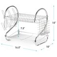 thumbnail image 4 of AUGIENB 2 Tier Dish Rack Drying Rack Sink Rack Dish Drainer Stainless Steel Kitchen Cutlery Holder Storage Rack with Utensil Holder Drain Board Cutting Board Bracket, Silver, 4 of 7
