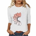 thumbnail image 3 of Fengqque Womens 3/4 Sleeve Tops Oversized Round Neck Loose Fit Blouses Print Waist-cinching T Shirts for Women White XL(XL), 3 of 6