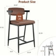 thumbnail image 5 of Counter Height Bar Stools Set of 2,26 inch Leather Barstools Modern Bar Stools with Back,Counter Stool Arm Bar Chairs with Arms,Footrest for Kitchen Island Counter Bar, 5 of 5