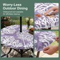 thumbnail image 5 of Round Outdoor Tablecloth with Umbrella Hole and Zipper, Purple Coastal Coral Tablecloth with Elastic Waterproof, Summer Nautical Sea Beach Ocean Patio Table Covers for 31" - 35" Picnic Pool Tables, 5 of 9