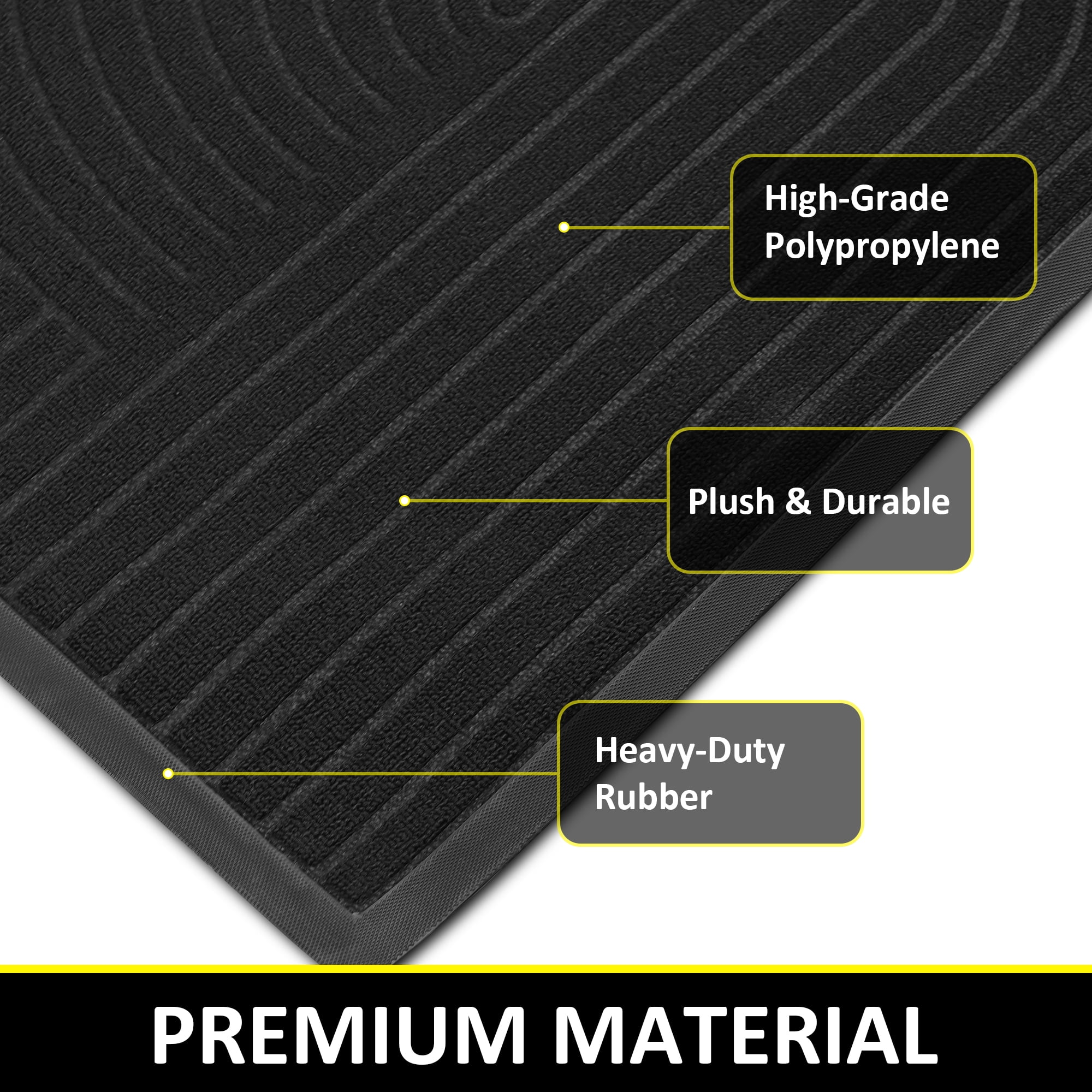 Vaparinckl Outdoor Mat, Non Slip 24"x36" Doormat, Front Door Welcome Mat, Absorbent Rubber, Low Profile Dirt Trapper Indoor Rug For Entryway & Outside Entrance, Black