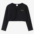 thumbnail image 2 of KPOPLK Girls' Cardigan with Button Loose Long Sleeve Shrug Sweaters Cropped Uniforms Kids Knit Sweater Clothes Outerwear Black Size 11-12 Years, 2 of 8