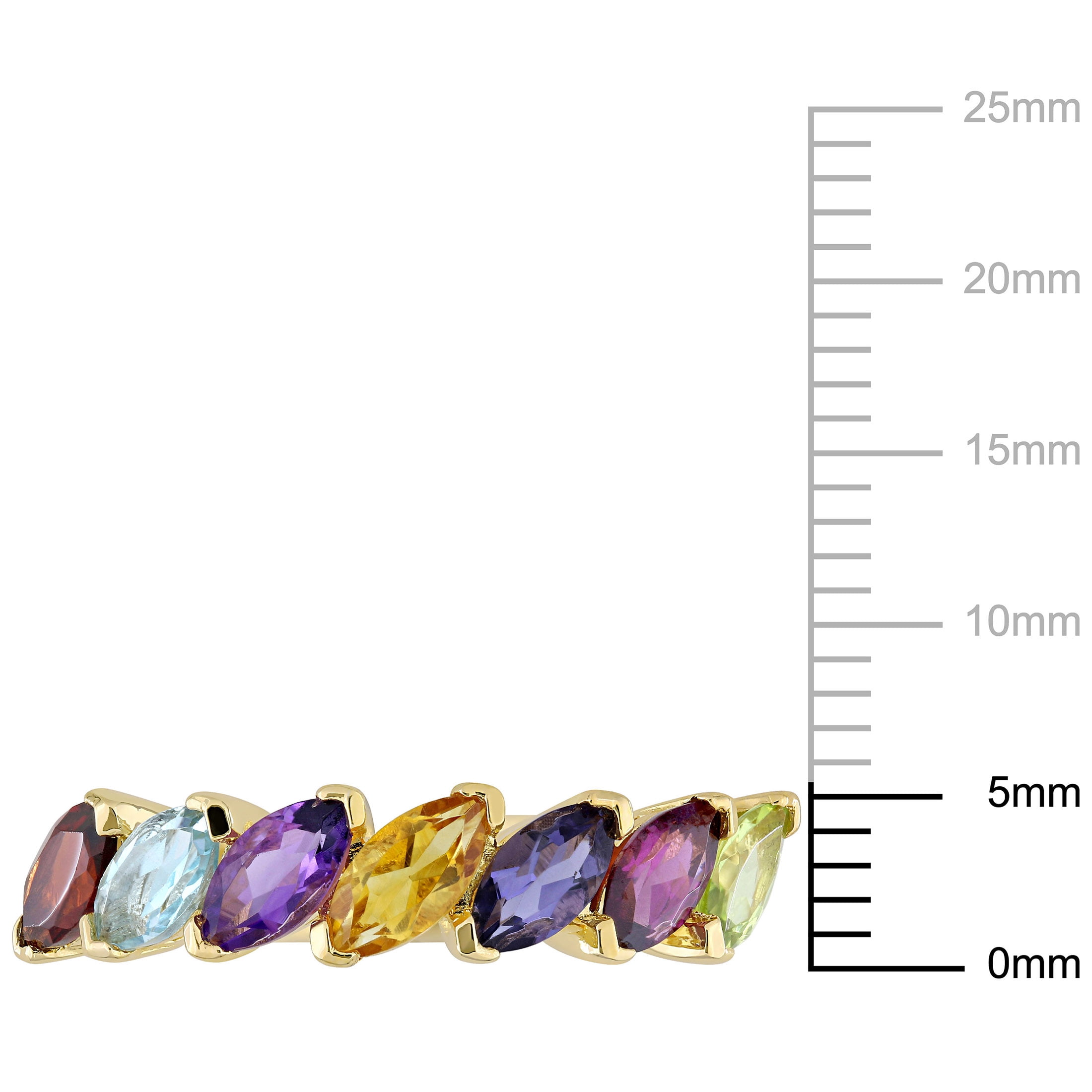 Everly Women's Rhodolite and Topaz Amethyst Citrine Iolite Garnet Peridot Yellow Gold Plated Ring