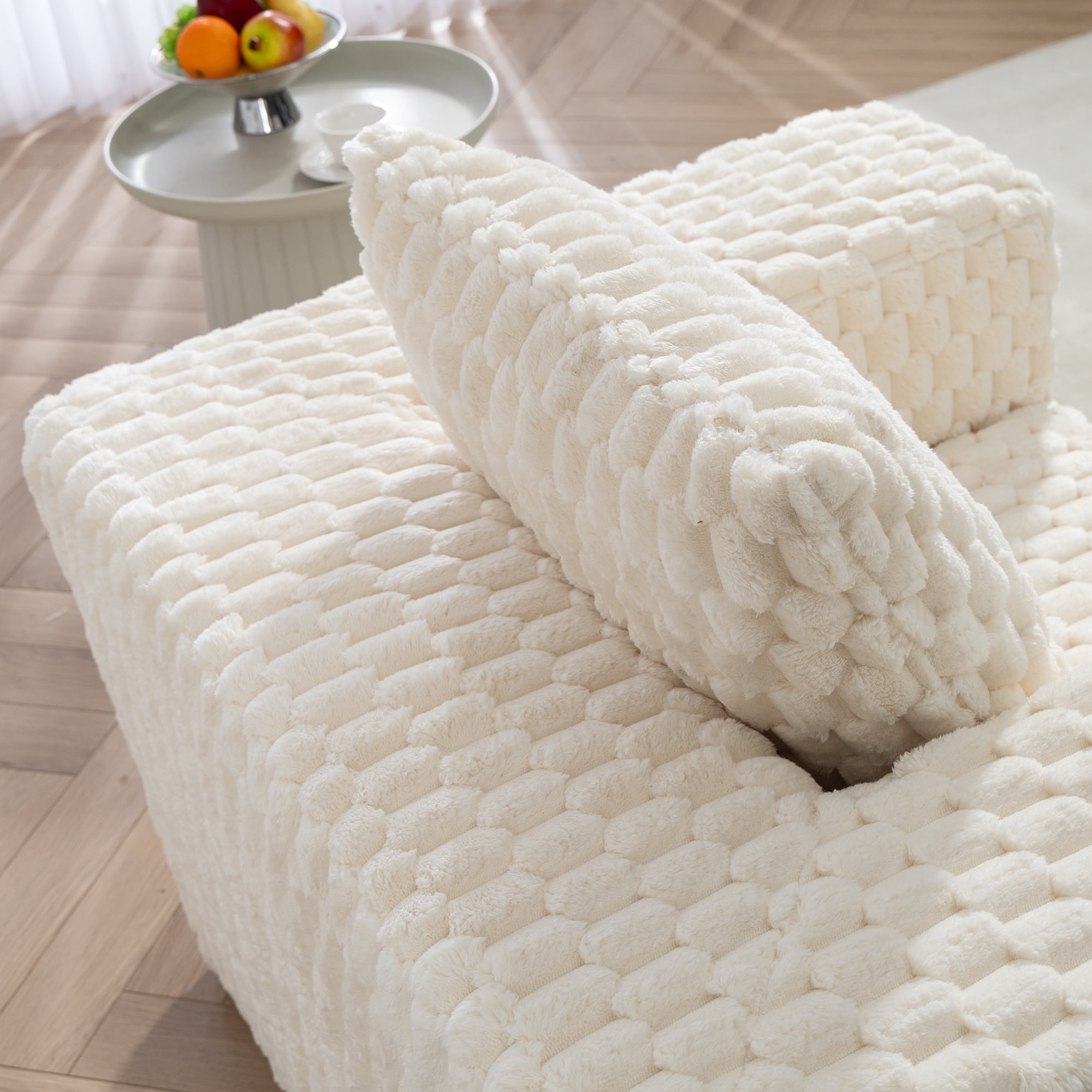 Demi Bonn 42" Corduroy Sofa Couches, Sofa Memory Foam Couches for Living Room, Cloud Couch with Ottoman, Beige