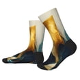 thumbnail image 2 of Vsdgher Golden Blue Leaf Design Unisex Crew Socks Lightweight Breathable Ventilation Ankle Socks, Mid-calf socks for Daily, 2 of 7