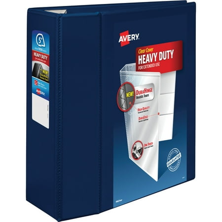 Avery Heavy-Duty View Binder w/Locking 1-Touch EZD Rings, 5" Cap, Navy Blue