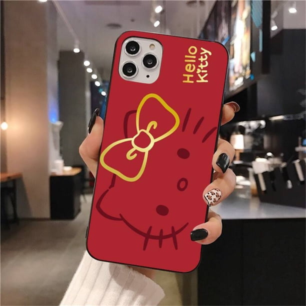 Sanrio-funda de teléfono con Gato de dibujos animados para iphone, carcasa bonita de Hello Kitty para iphone 14, 13, 12, 11 Pro, Mini, XS Max, 8, 7 Plus, X, SE, 2020, XR zhangmengya LED