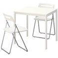 thumbnail image 1 of Ikea Table and 2 folding chairs, white, white 4204.20514.3438, 1 of 1