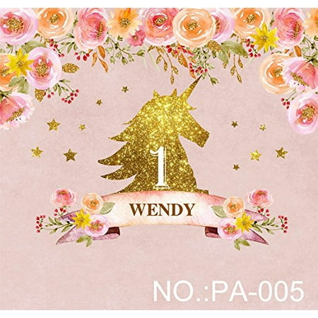 Greendecor Polyster 5x7ft Gold Unicorn One Year Fist 1st Birthday Greendecor Polyster 5x7ft Gold Unicorn One Year Fist 1st Birthday
