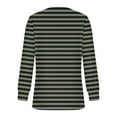 thumbnail image 5 of mihongmao 3/4 Sleeve Tops for Women Women's Casual Fashion Loose Pleated Round Neck Striped Long-Sleeved Tops,Womens Tops Clearance under $5 Army Green L, 5 of 5
