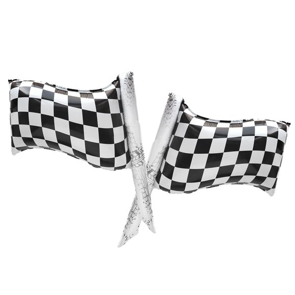 Suministros para fiestas temáticas de coches de carreras con bandera a cuadros de Globoons GOTPASS