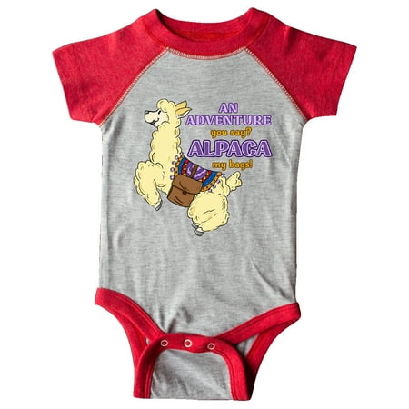 

Inktastic Cute Jumping Alpaca-An Adeventure You Say ALPACA my bags! Gift Baby Boy or Baby Girl Bodysuit