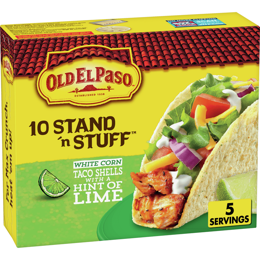 Old El Paso Taco Shells With A Hint of Lime, Stand 'n Stuff, 10 ct, 5.4
