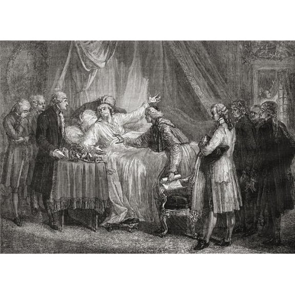 Death of Mirabeau.Honor Gabriel Riqueti Comte De Mirabeau 1749-1791 French Poster Print, 18 x 13