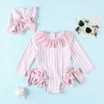 thumbnail image 2 of TOWED22 Infant Baby Girl One-Piece Swimsuit Long Sleeve Rash Guard for UPF 50+ Sun Protection Bathing Suit Pink,0-3 M, 2 of 6