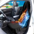 thumbnail image 3 of Chririnla Front Bucket Seat Protector Machine Washable Microfiber, Compatible with Van Truck Seat, for Cars Trucks SUVs, Fire Ice Basketball, 3 of 7