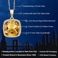 thumbnail image 2 of Gem Stone King 10K Yellow Gold Yellow Citrine and White Created Sapphire Pendant Necklace for Women (6.09 Cttw, Gemstone November Birthstone, Cushion 12MM, with 18 inch Chain), 2 of 5