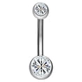 thumbnail image 1 of Acier Inoxydable Double Strass Nombril Bouton Anti Allergie Piercing Bijoux du Corps (Blanc), 1 of 2
