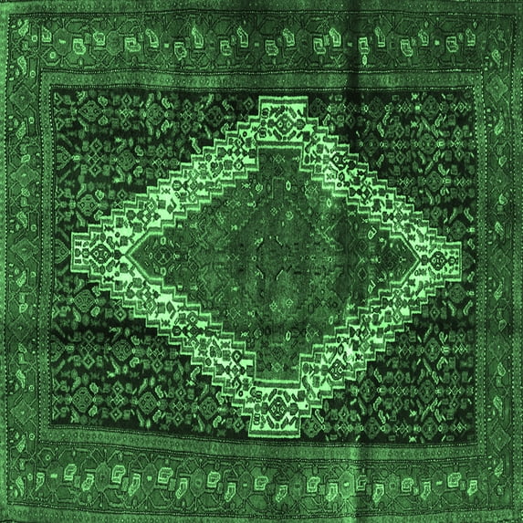 Ahgly Company Indoor Square Persian Emerald Green Traditional Area Rugs, 6' Square