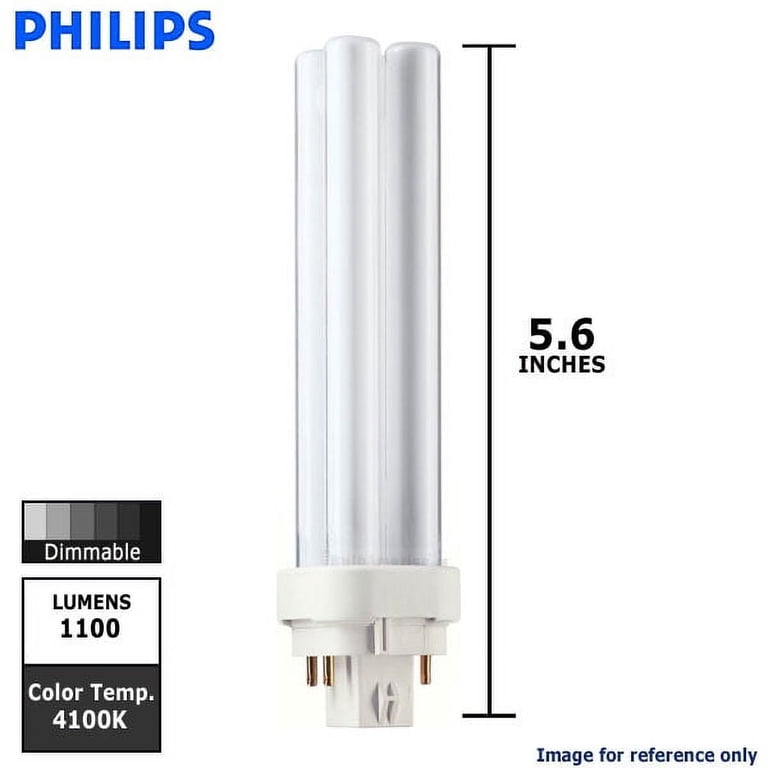 Philips PL-C 18W 4-Pin Compact Fluorescent Bulb - Energy Efficient Double Tube Light, 14W Equivalent, 841 Alto