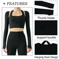 thumbnail image 2 of Womens Cropped Cutout Sports Tops Long Sleeve Yoga Shirts Halter Neck Ribbed Tees Outfits Workout Thumbhole Tank Tops Fitness Running Trainning Support Bra Bralette, 2 of 6