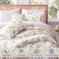 thumbnail image 3 of Exclusivo Mezcla Floral Full Comforter Set, 3 Pieces Full Size Lightweight Bedding Comforters, Beige Botanical Flowers Pattern, 3 of 8