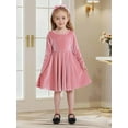 thumbnail image 5 of Valcatch Toddler Girl Velvet Long Sleeve Swing Dress with Hairband Christmas Outfit for 2-7 Years (Spring/Fall/Winter), 5 of 9