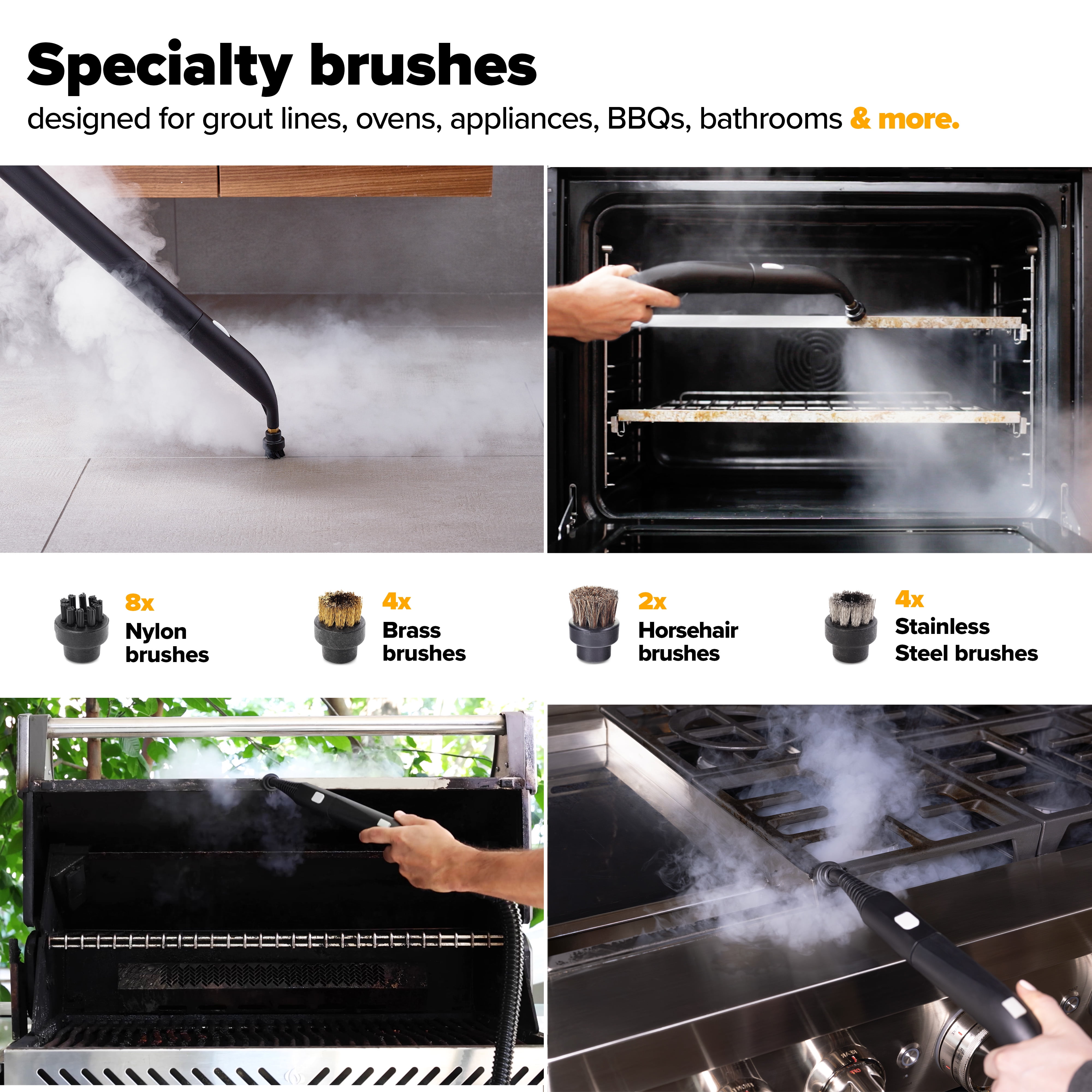 Steam Cleaning Pack Pro™ by Dupray. This popular pack includes all the essentials for steam cleaning: small brushes, micro-fiber cloths, and more in a felt accessory bag.
