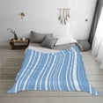 thumbnail image 2 of YFYANG Lightweight Warm Flannel Blanket, Blue Line Design Throw Blanket for Bed, Sofa, Travel, Camping, 80"x60", 2 of 7