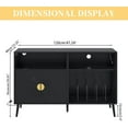 thumbnail image 2 of Large Record Player Stand, Record Table Cabinet with Power Outlet, Modern Vinyl Record Storage Cabinet with Wood Legs for Bedroom, Living Room, Office (Black), 2 of 7