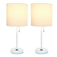 thumbnail image 2 of Simple Designs 19.5" 2-Pack Stick Table Lamp Set with Charging Outlet, White Shades, 2 of 9