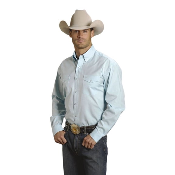 Stetson Western Shirt Mens L/S Button Aqua 11-001-0565-0020 BU