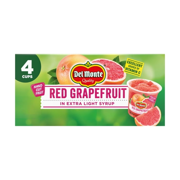 Del Monte Red Grapefruit in Extra Light Syrup, Pack of 4, 7 oz Cups