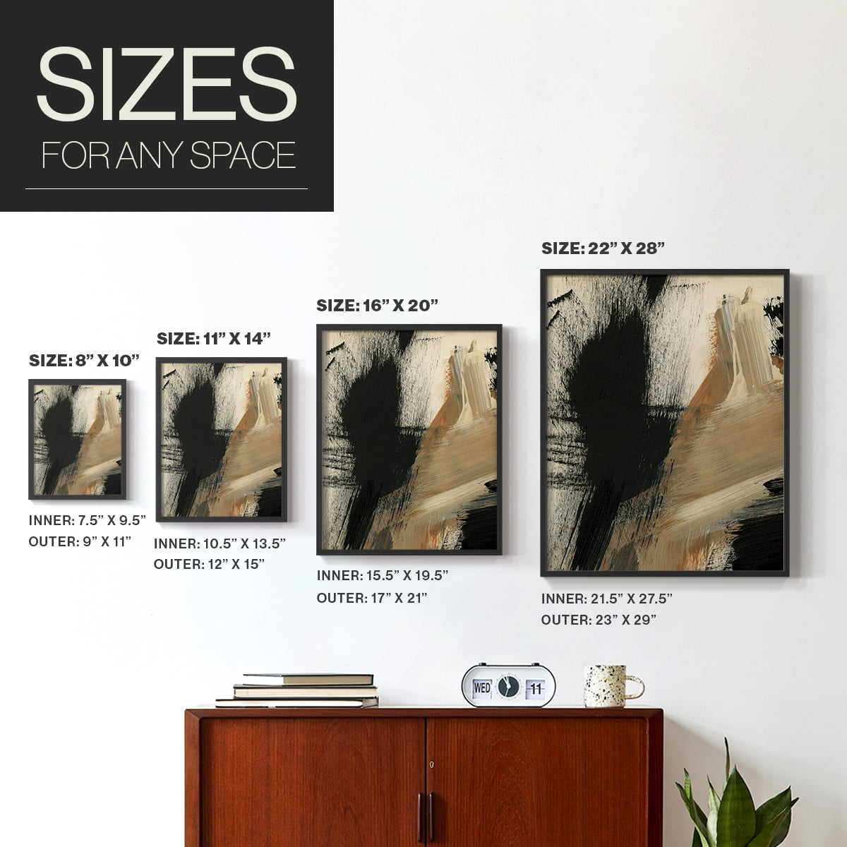 Baked Paintstrokes I Framed Print in Black Solid Wood Framed Print No Nail Hanging