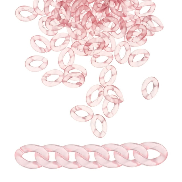 Unique Bargains 100Pack Acrylic Chain Linking Rings, Transparent Plastic Chain Links, Pale Pink