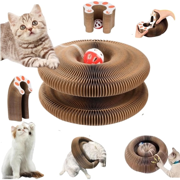 Kitty Kurlz Cat Toy,Magic Organ Cat Scratching Board Toy, Reversible Infinity Style Magic Organ Cat Toy Made from Recycled Corrugated Cardboard Durable