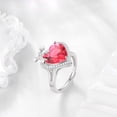 thumbnail image 3 of Juwaliy Heart Women Ring Bow Kont Ribbon 925 Sterling Silver July Birthstone Ruby Open Ring Jewelry Valentine's Day Gift for Wife Girlfriend Lover Mother, 3 of 10