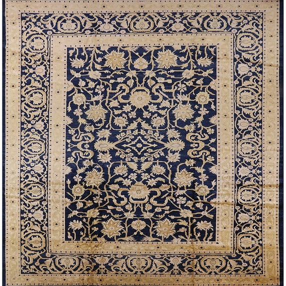 Ahgly Company Indoor Square Mid-Century Modern Black Oriental Area Rugs, 8' Square