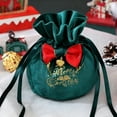 thumbnail image 5 of Anhility Velvet Christmas Bag with Drawstring Christmas Candy Gift Bag Velvet Reindeer Pouches Reusable with Bow for Christmas Winter Holiday, 5.51x3.94 Inch, 5 of 6
