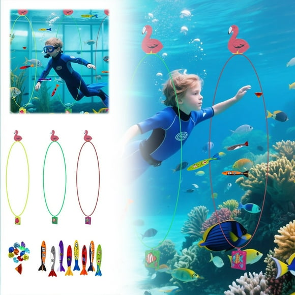 LLDYYDS - Anillos de buceo para piscina (28 unidades), diseño de tesoros submarinos, bandidos torpedos, peces y divertidos juguetes acuáticos.