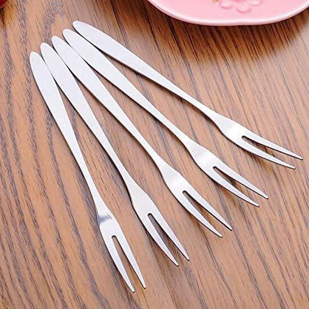 6 Pcs Cake Forks Essential Dessert Forks Stainless Steel Pastry Fork Set for Fruit Ice Cream Salad Steak Pizza Noodles(Sliver)