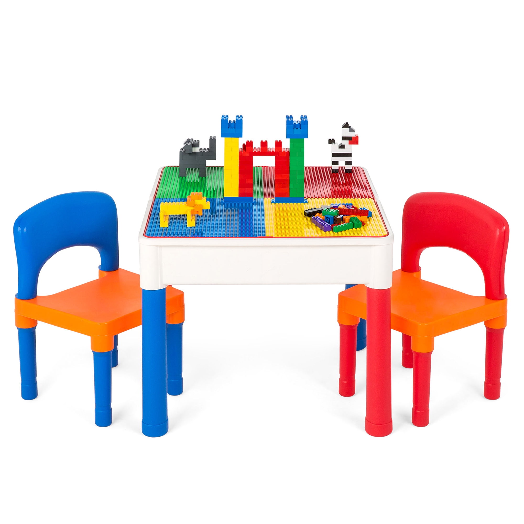 Building Blocks Desk/Table with Storage Elk and Friends Kids/Toddler Multi Activity Table with 2 Chairs Craft Play Table Plus Paper Roll Sensory Table