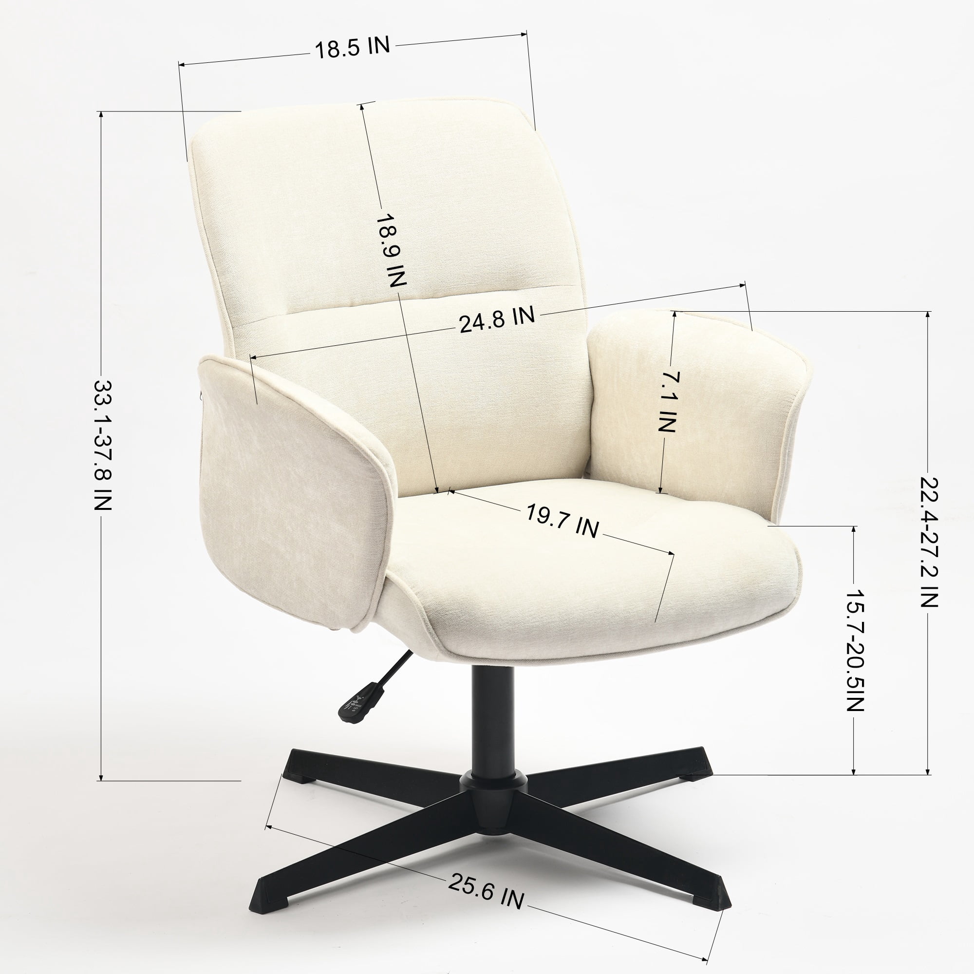 Homy Casa Swivel Gaming Chair, Upholstered Computer Entertainment  Office Armchair, Cream