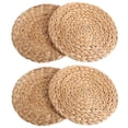 thumbnail image 1 of kilofly Natural Water Hyacinth Weave Placemat Round Braided Rattan Tablemats 11.8 inch x 4pc, 1 of 10