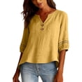 thumbnail image 4 of Uqiangy Casual V Neck Button Down Shirts for Women,Business Work Tee Top Womens Sweater Tops for Women Trendy Dressy Shirts for Women Button Down Shirts Short Sleeve Going Out Tops Mint Green M, 4 of 5